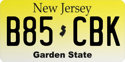 NJ license plate B85CBK