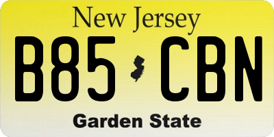 NJ license plate B85CBN