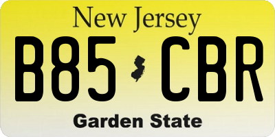 NJ license plate B85CBR
