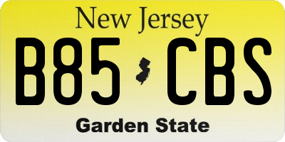 NJ license plate B85CBS