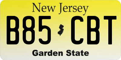 NJ license plate B85CBT