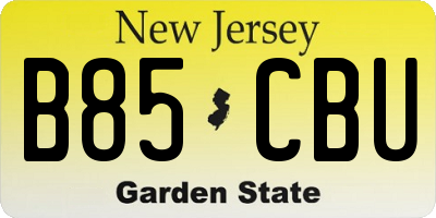 NJ license plate B85CBU