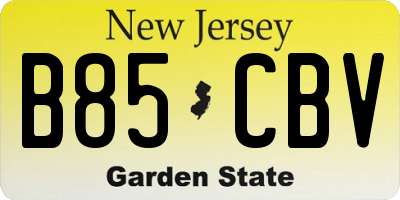 NJ license plate B85CBV