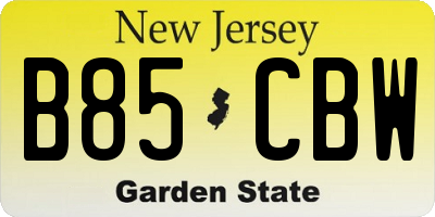 NJ license plate B85CBW