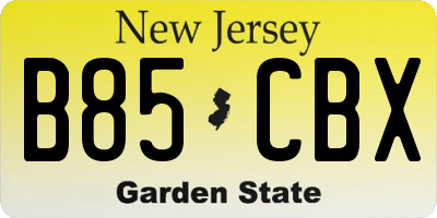 NJ license plate B85CBX