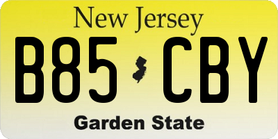 NJ license plate B85CBY