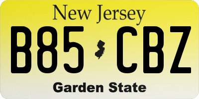 NJ license plate B85CBZ