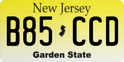 NJ license plate B85CCD