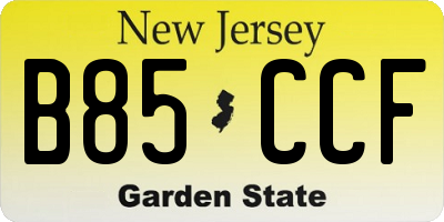 NJ license plate B85CCF