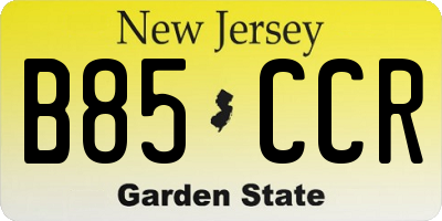 NJ license plate B85CCR