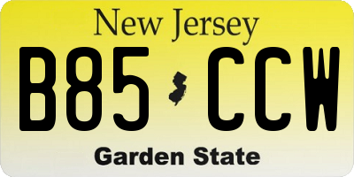 NJ license plate B85CCW