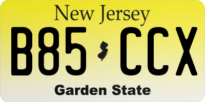 NJ license plate B85CCX