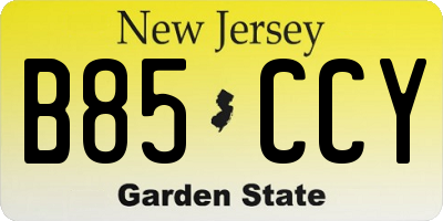 NJ license plate B85CCY