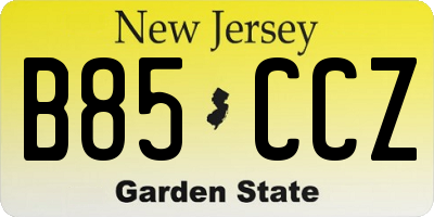 NJ license plate B85CCZ