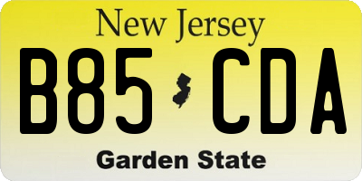 NJ license plate B85CDA