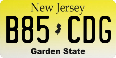 NJ license plate B85CDG