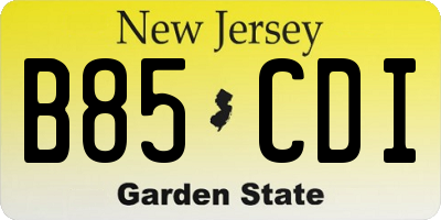 NJ license plate B85CDI