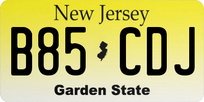 NJ license plate B85CDJ