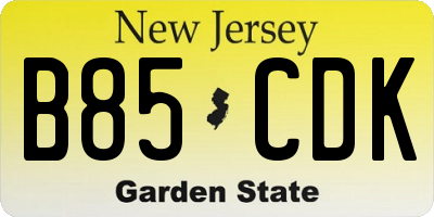 NJ license plate B85CDK