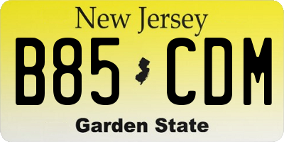 NJ license plate B85CDM