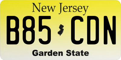 NJ license plate B85CDN