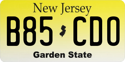 NJ license plate B85CDO