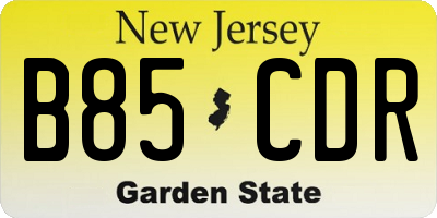 NJ license plate B85CDR