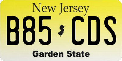 NJ license plate B85CDS
