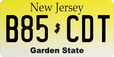 NJ license plate B85CDT