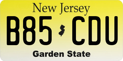 NJ license plate B85CDU