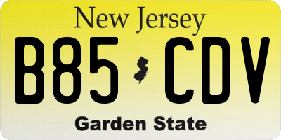 NJ license plate B85CDV