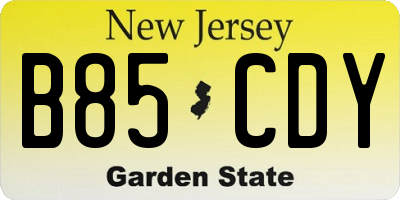 NJ license plate B85CDY