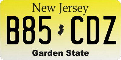 NJ license plate B85CDZ