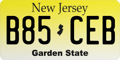NJ license plate B85CEB