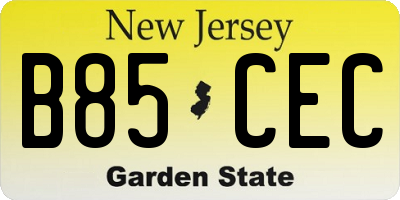 NJ license plate B85CEC