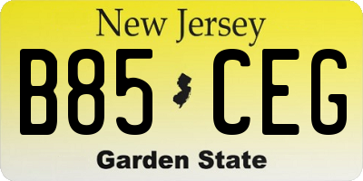 NJ license plate B85CEG