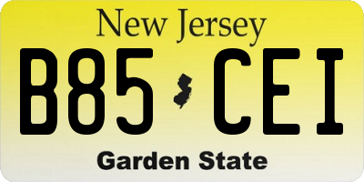 NJ license plate B85CEI