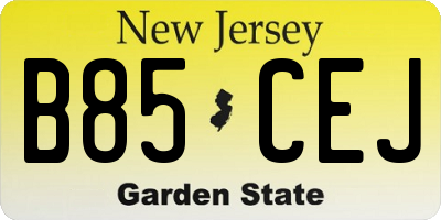 NJ license plate B85CEJ