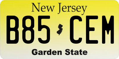 NJ license plate B85CEM