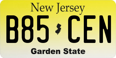 NJ license plate B85CEN