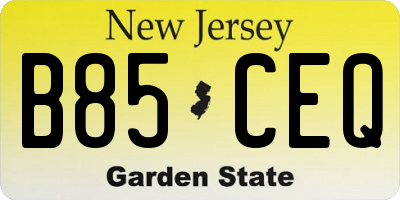 NJ license plate B85CEQ