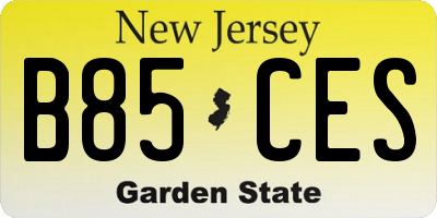 NJ license plate B85CES