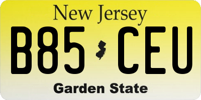 NJ license plate B85CEU