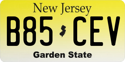 NJ license plate B85CEV