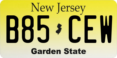 NJ license plate B85CEW