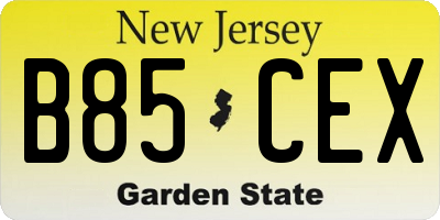 NJ license plate B85CEX