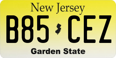 NJ license plate B85CEZ