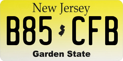 NJ license plate B85CFB