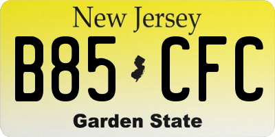NJ license plate B85CFC