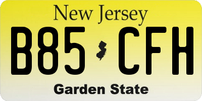 NJ license plate B85CFH